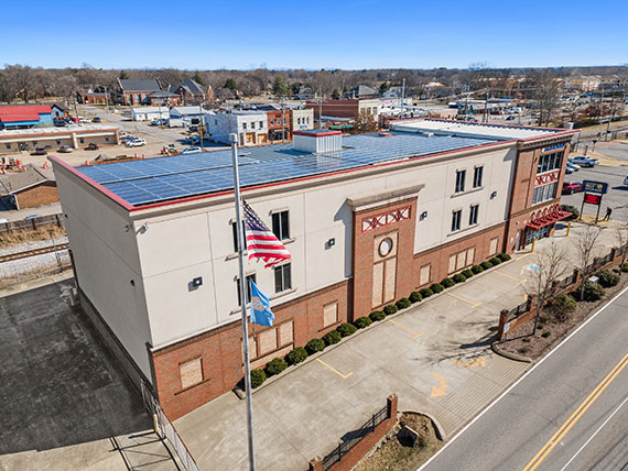 Brick Compass Self Storage facility.