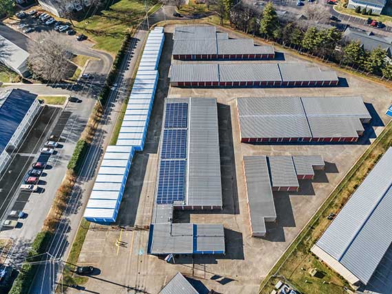 Compass Self Storage units with solar panels.