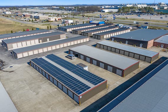 Compass Self Storage units with solar panels.
