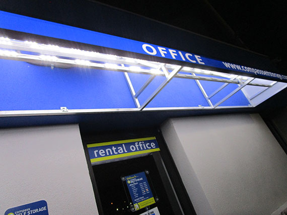 Exterior lighting at Compass Self Storage.